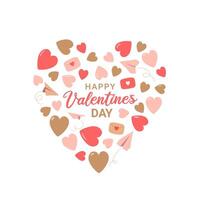 Illustration of hearts isolated on white background. Valentine's day card vector