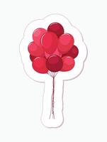 Stiker of red balloons isolated on white background vector