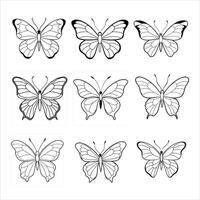 a collection of butterfly line art set. vector
