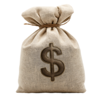 Burlap Money Bag with Dollar Sign on Transparent Background Iconic Symbol of Wealth and Financial Gain Ideal for Financial Content, Business Presentations, and Marketing Materials Showcasing png