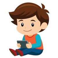 A Boy Lost in a Mobile Game on white background vector