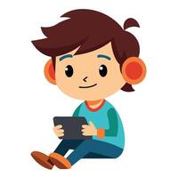 A Boy's Mobile Gaming Experience on white background vector