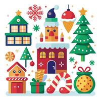 Christmas set on white background vector