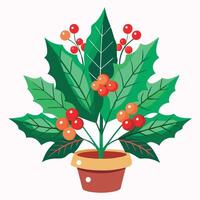 Christmas Charm Set flower in vase vector