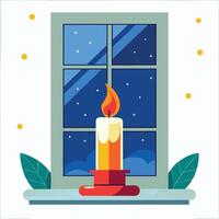 Festive Candle Display by the Window vector