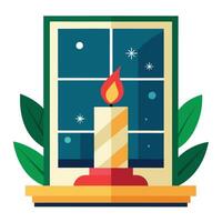 Warm Candlelight for a Christmas Window vector