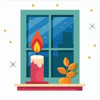 Classic Candlelight Beside the Window vector