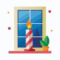 Christmas Candle with a Window View vector
