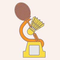 A trophy featuring a badminton racket and shuttlecock, symbolizing sports achievement. vector