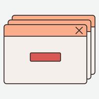 A browser window with a red cross on it vector