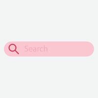 A pink search bar with a magnifying glass icon and the word Search vector