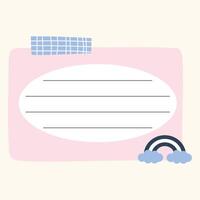 A note pad with a rainbow and a cloud vector