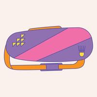 A colorful badminton racket bag with a strap, designed for carrying sports equipment. vector