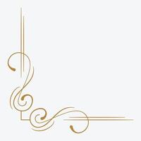 Ornate decorative corner design in gold on a light background. vector