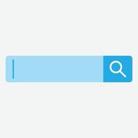 A blue button with a magnifying glass icon vector