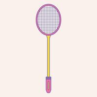 A colorful badminton racket with a round head and a long handle. vector
