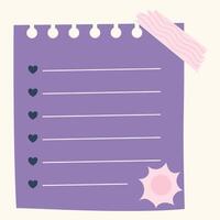 A purple notepad with hearts on it vector