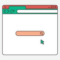 A simple web browser interface with a search bar and cursor. vector
