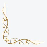 Ornate decorative corner design in gold color. vector
