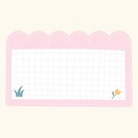 A pink notepad with a flower and a pencil vector