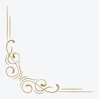Ornate decorative corner design in gold color on a plain background. vector