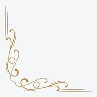 Ornate golden corner design with swirls on a light background. vector