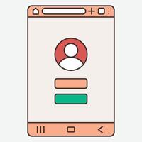A simple mobile interface showing a user profile with login buttons. vector