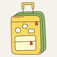 A colorful suitcase with stickers, symbolizing travel and adventure. vector