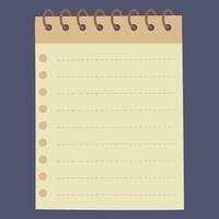 A blank notepad with a spiral binding, ready for notes or lists. vector