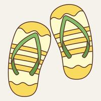 A pair of colorful flip-flops with a fun design, ideal for casual summer wear. vector