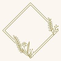 A decorative diamond-shaped frame with floral elements for design purposes. vector