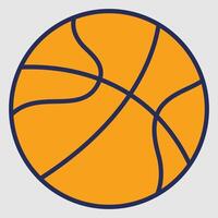A simple illustration of a basketball with curved lines representing its texture. vector