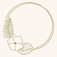 A minimalist floral frame design featuring leaves and a flower. vector
