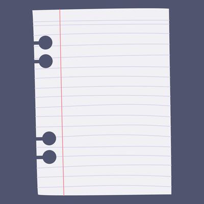 A blank lined sheet of paper with three holes on the left side for binding.