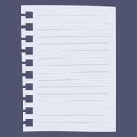 A blank lined notebook page with a spiral binding design. vector