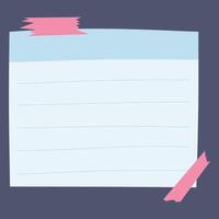 A blank note paper with decorative tape, ideal for writing or planning. vector