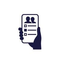 guest list app icon with phone in hand vector
