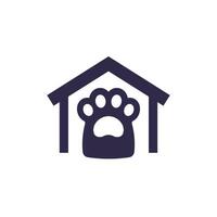 animal shelter icon with a paw and house vector