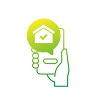 online building permit icon with a phone and house vector