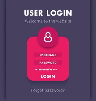 User Login window concept, page template for website vector