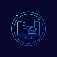 online building permit icon, linear design vector