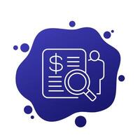 auditor icon, financial inspector linear design vector