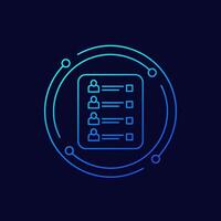 guest list icon, linear design vector