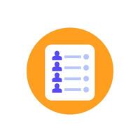 guest list icon, flat design vector