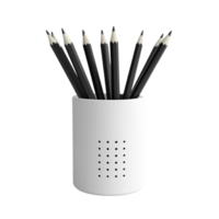 Pencils in a White Cup on Transparent Background. png