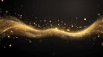 fireworks in the night sky,dark-background-with-glowing-golden-lights, Gold bokeh blurred light abstract background with bokeh effect magic concept. photo