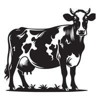 Cow black silhouette isolated on white background design vector