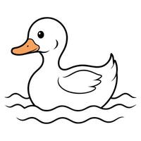Rubber duck icon with line art on white background. vector
