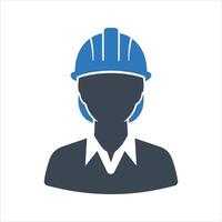 Construction worker icon. Engineering, construction project manager icon vector