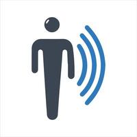 Motion sensor icon, walking man icon vector